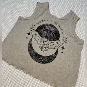 Joyfolie Beige Graphic Tank Top